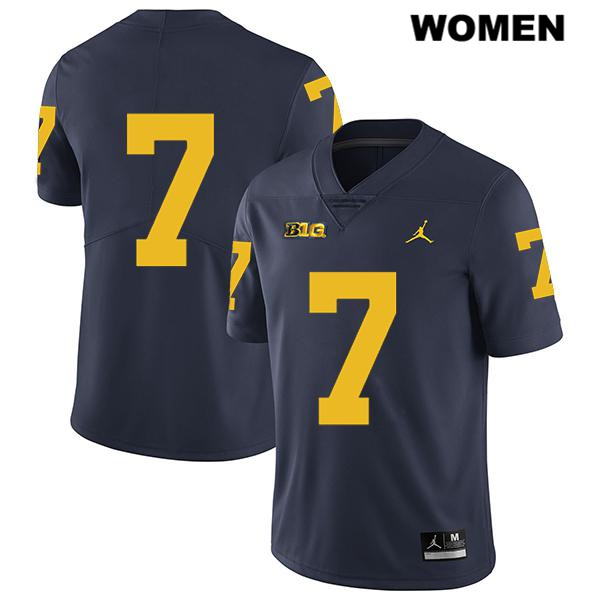 Women's NCAA Michigan Wolverines Khaleke Hudson #7 No Name Navy Jordan Brand Authentic Stitched Legend Football College Jersey RA25L36BI